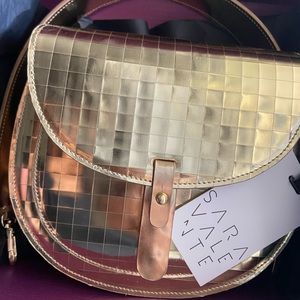Sara Valente’ Calfskin Gold Crossbody Bag Convertible to Belt Bag